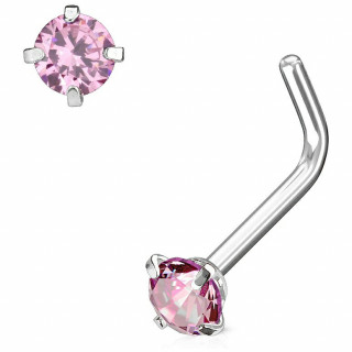 Piercing nez tige "L"  strass griff rose