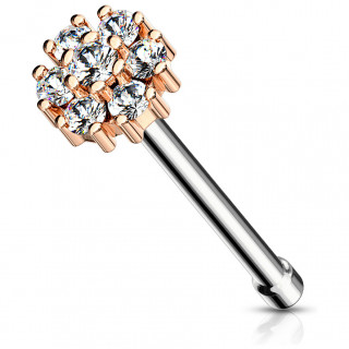 Piercing nez tige droite  bouton de fleur - Cuivr