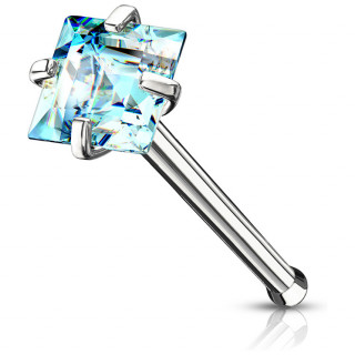 Piercing nez tige droite en acier  zirconium carr bleu