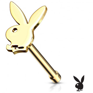 Piercing nez tige droite Lapin Playboy (officiel) - Dor