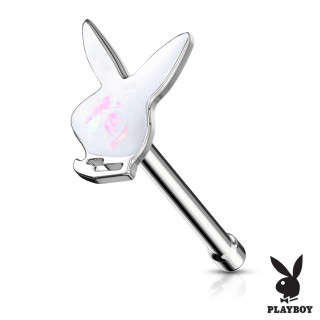 Piercing nez tige droite Lapin Playboy Opale (officiel) - Blanc