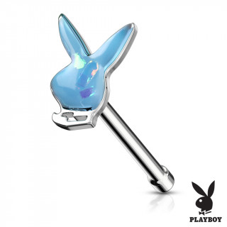 Piercing nez tige droite Lapin Playboy Opale (officiel) - Bleu