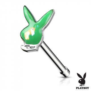Piercing nez tige droite Lapin Playboy Opale (officiel) - Vert