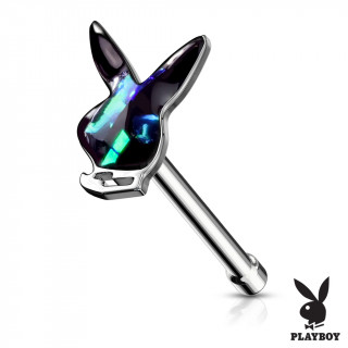 Piercing nez tige droite Lapin Playboy Opale (officiel) - Vert fonc