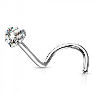 Piercing nez tige "U" en acier  coeur zirconium clair