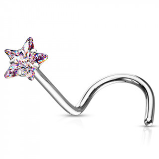 Piercing nez tige "U" en acier  toile zirconium rose