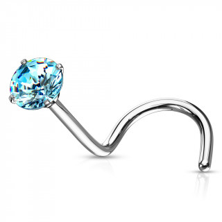 Piercing nez tige "U" en acier  zirconium bleu aqua