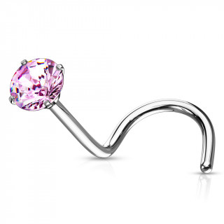 Piercing nez tige "U" en acier  zirconium rose