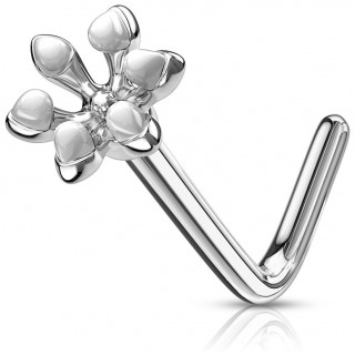 Piercing nez tige L fleur emaille - Blanc