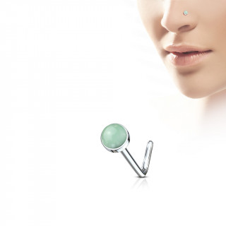 Piercing nez tige L à pierre Jade verte