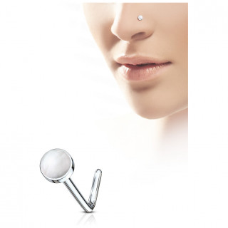 Piercing nez tige L  pierre Quartz rose