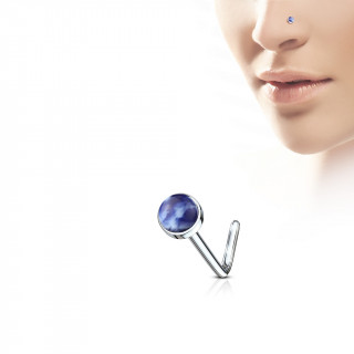 Piercing nez tige L  pierre Sodalite bleue