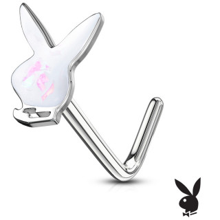 Piercing nez tige L Lapin Playboy Opale (officiel) - Blanc