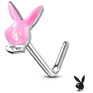 Piercing nez tige L Lapin Playboy Opale (officiel) - Rose