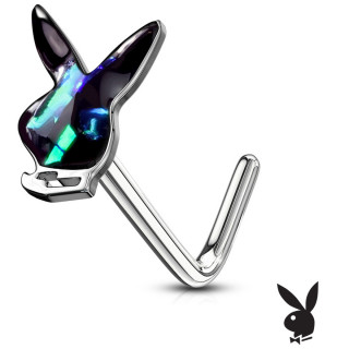 Piercing nez tige L Lapin Playboy Opale (officiel) - Vert fonc