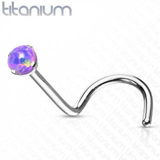 Piercing nez titane G23 serti Opale  tige en "U" - Pourpre