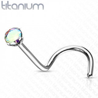 Piercing nez Titane strass Aurore Borale  tige en "U"