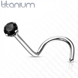 Piercing nez Titane strass Noir  tige en "U"