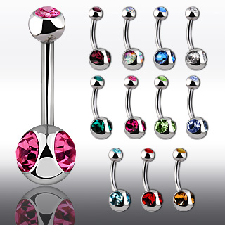 Piercing nombril  boule doublement sertie