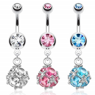Piercing nombril  boule multi-pierres