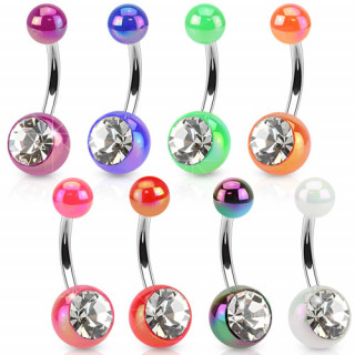 Piercing nombril  boules en acrylique teinte mtalise