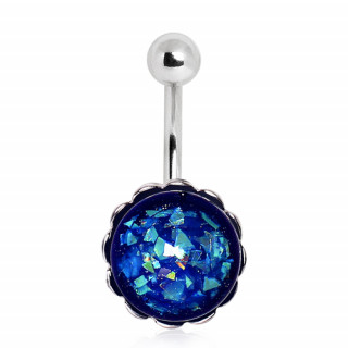 Piercing nombril  bulle d'opale synthtique bleue