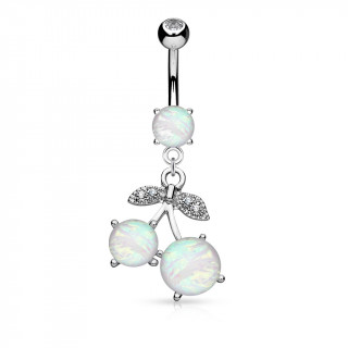 Piercing nombril à cerises d'opales givrées