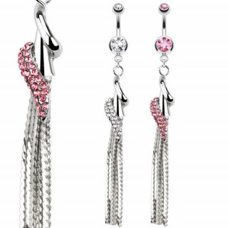 Piercing nombril à cône avec spirale et chaines