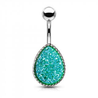 Piercing nombril  druse verte en forme de goutte