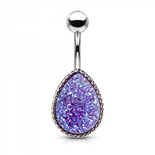 Piercing nombril à druse violette en forme de goutte