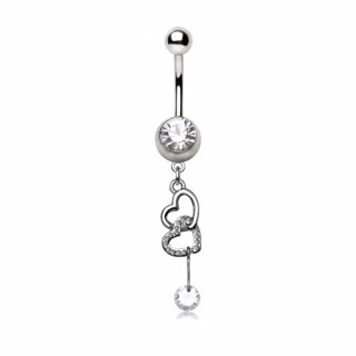 Piercing nombril  duo de coeurs croiss