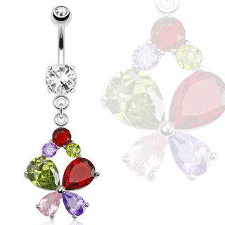 Piercing nombril  trange fleur multicolore