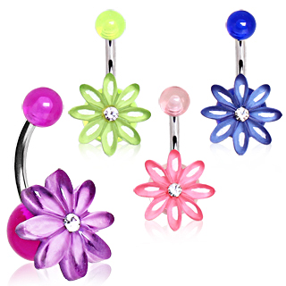 Piercing nombril  fleur fantaisie acidule