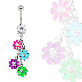 Piercing nombril  fleurs suspendues style flower power