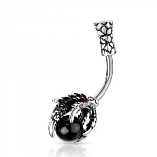 Piercing nombril  griffe de dragon et orbe mystique