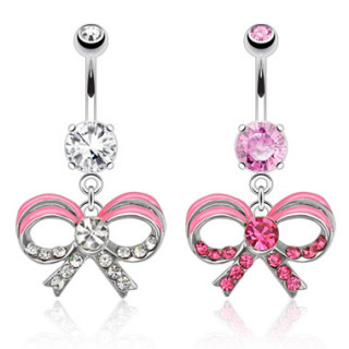 Piercing nombril  noeud cadeau bicolore