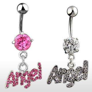 Piercing nombril  pendentif Angel avec strass