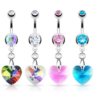 Piercing nombril  pendentif coeur prisme