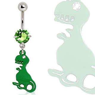 Piercing nombril à pendentif dinosaure carnivore