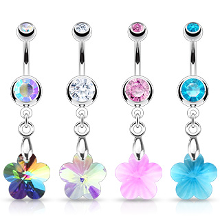 Piercing nombril  pendentif fleur prisme