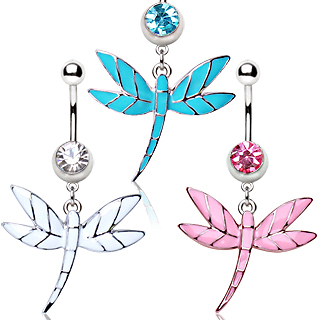 Piercing nombril à pendentif libellule