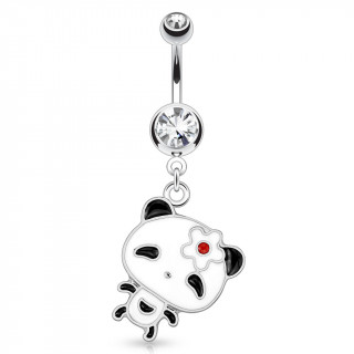 Piercing nombril  pendentif panda kawaii  fleur