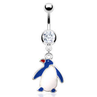 Piercing nombril  pinguin bleu et blanc
