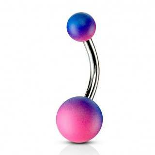 Piercing nombril  revtement en caoutchouc - bleu et rose