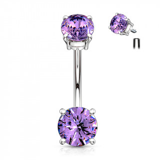 Piercing nombril  zircons prohiminent - Tanzanite