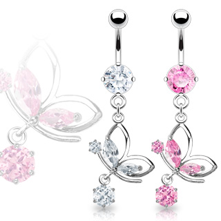 Piercing nombril abstrait serti