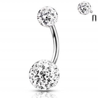 Piercing nombril acier  boules frido (filetage interne) - Clair