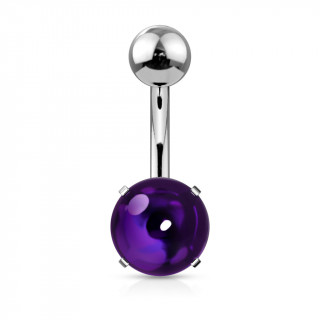 Piercing nombril acier à cabochon Pourpre