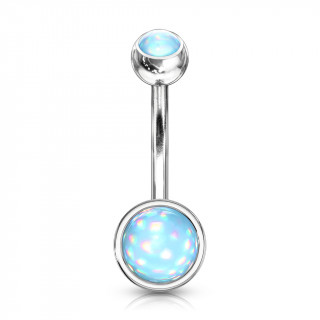 Piercing nombril acier serti epoxy - Bleu
