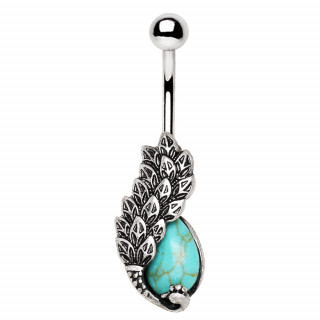 Piercing nombril aile de phnix et turquoise